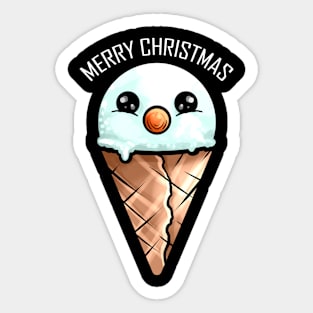 Snowman Ice Cone Merry Christmas Sticker